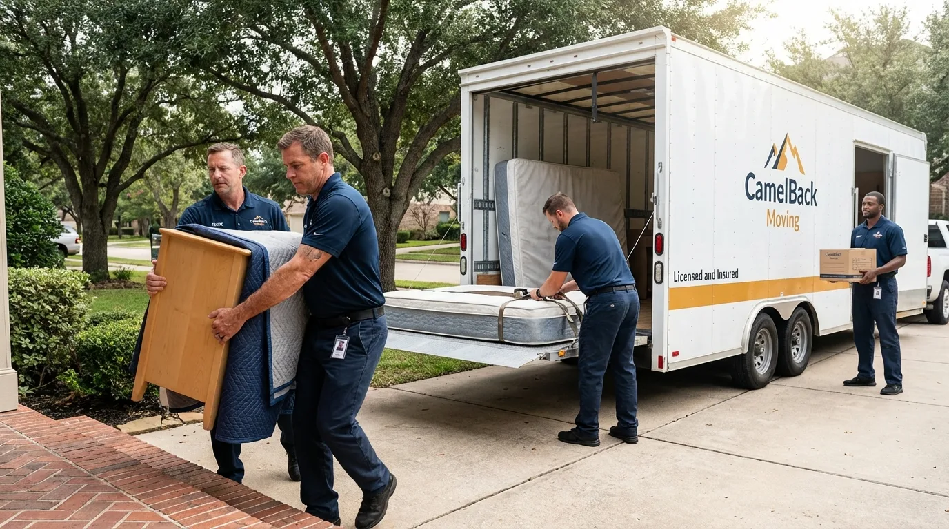 Crew loading residential truck for cross-state move from California, PA